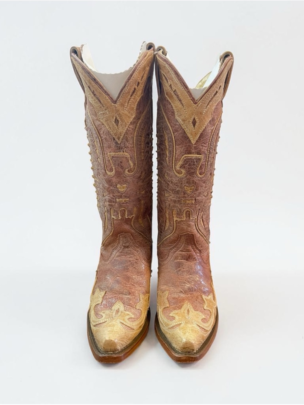 Corral Cowboy Boots Womens 5 Snip Toe Western Leather Embroidered Brown - Picture 2 of 13